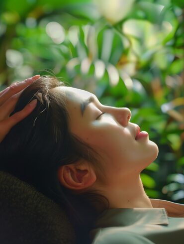 Woman getting her head massaged