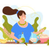 animated picture of a woman making ayurvedic remedies
