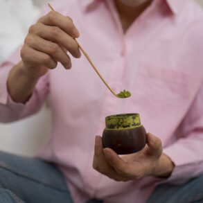 man preparing matcha tea