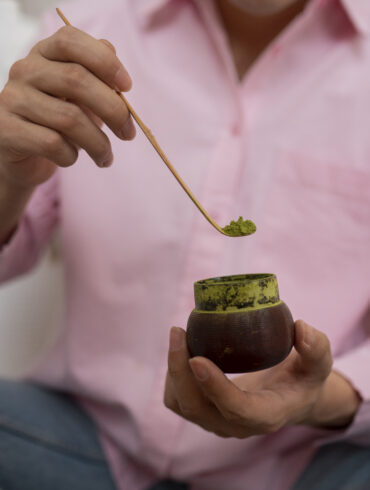 man preparing matcha tea