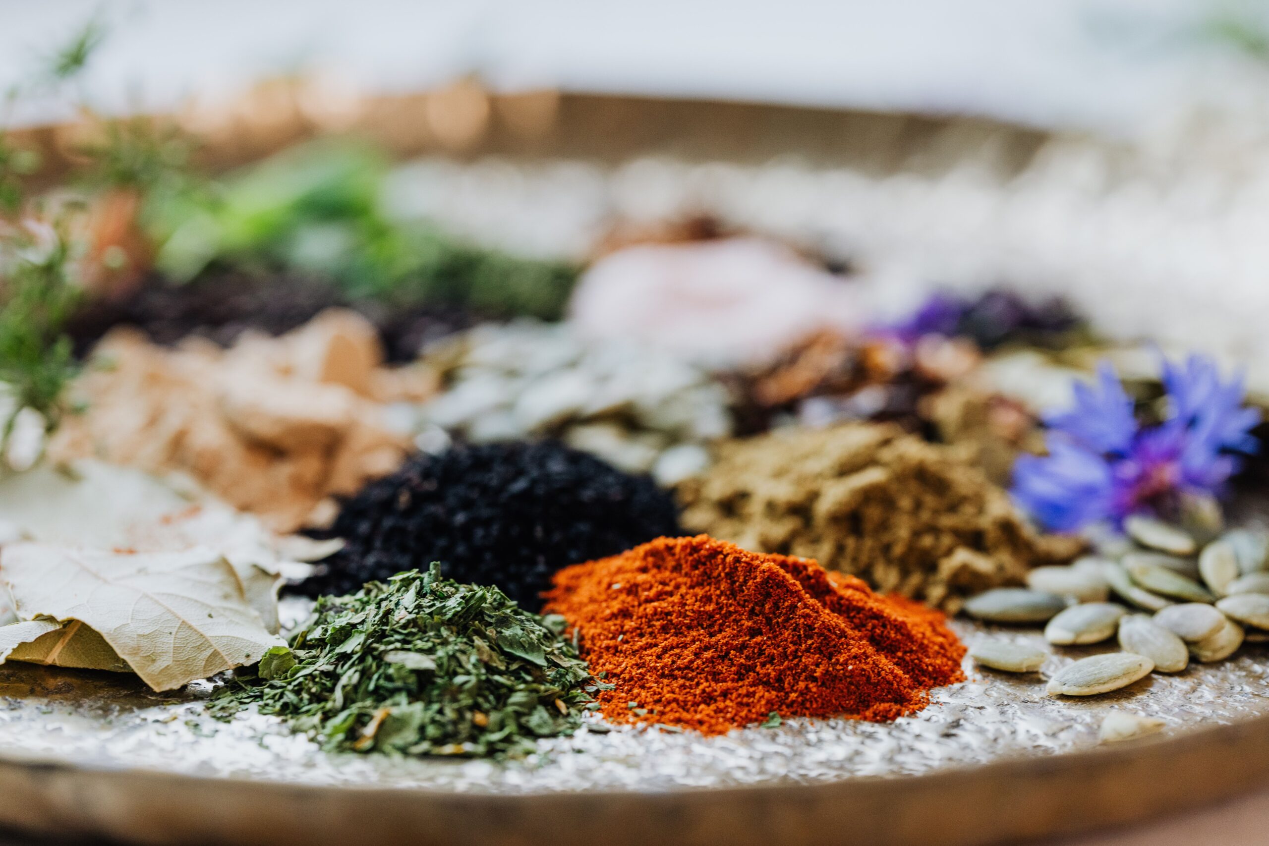 ayurvedic herbs laid out on a plate for Ayurvedic Cellular Nutrition