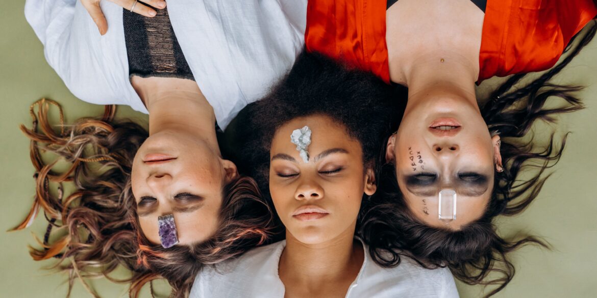 three women lying down