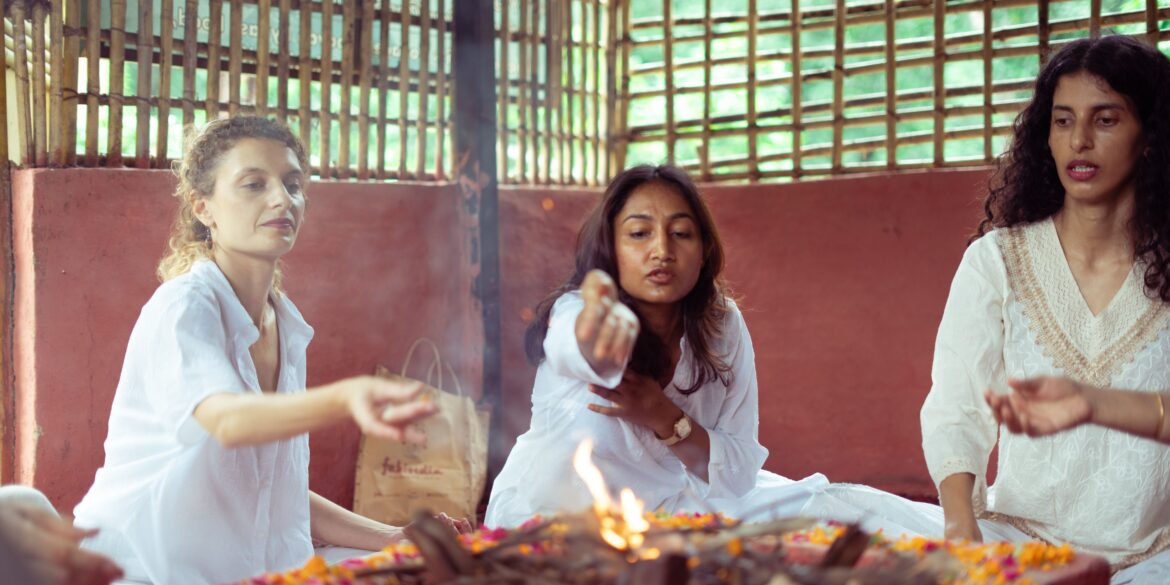 women performing some yoga rights