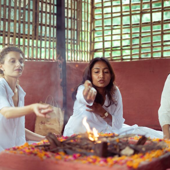 women performing some yoga rights
