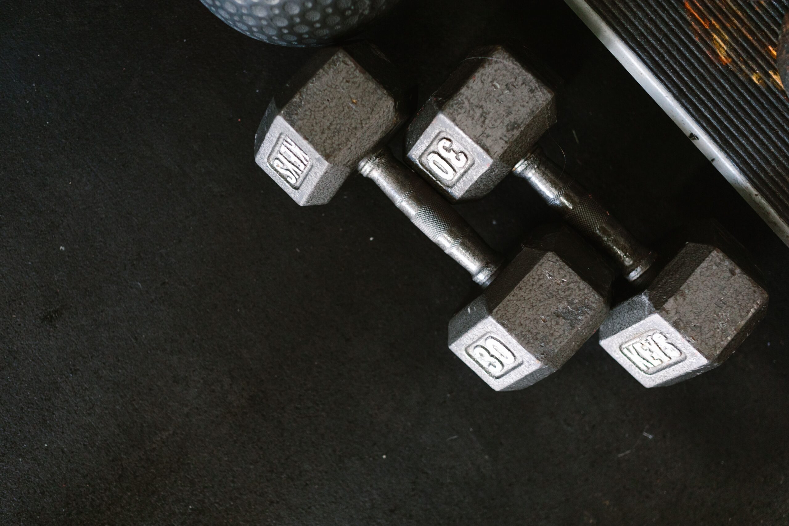 dumbbells on the ground