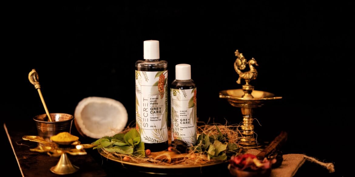 medicines in bottle and indian worshipping utensils