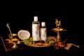 medicines in bottle and indian worshipping utensils