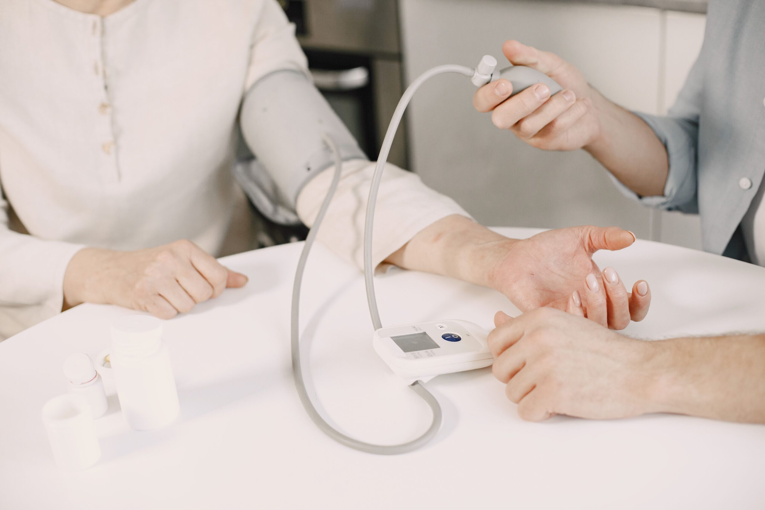 a patient getting their BP checked