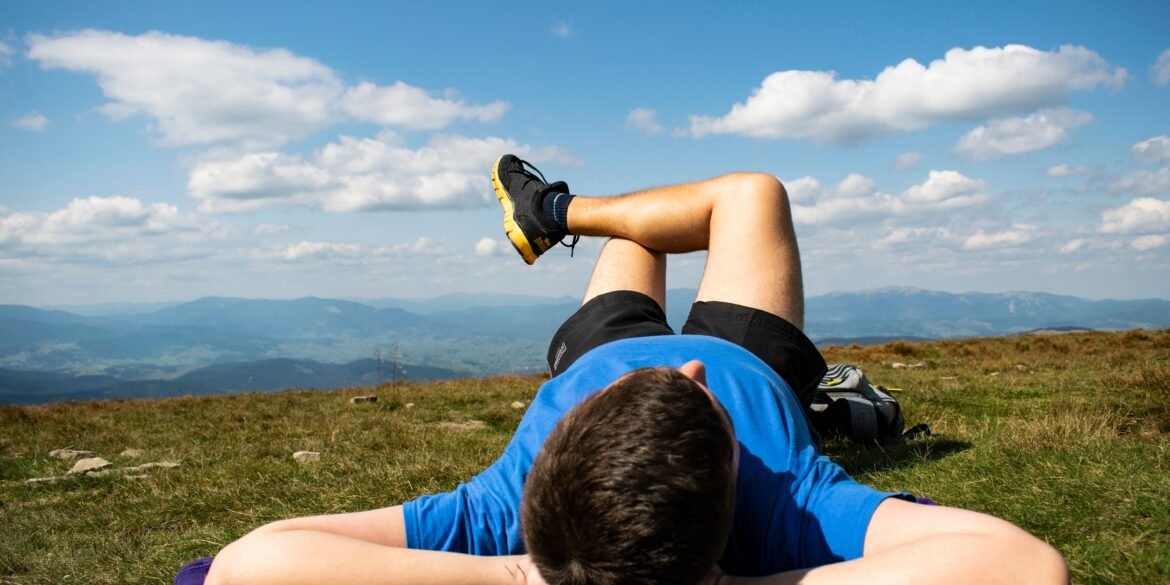 a guy relaxing in nature