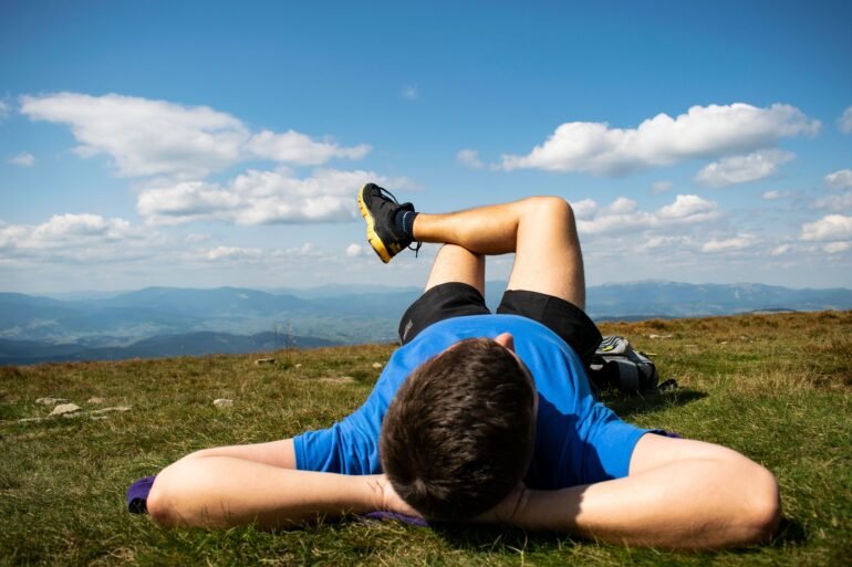 a guy relaxing in nature