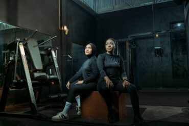 two well built women in the gym