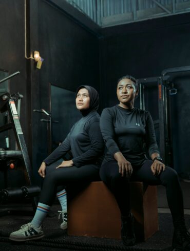 two well built women in the gym